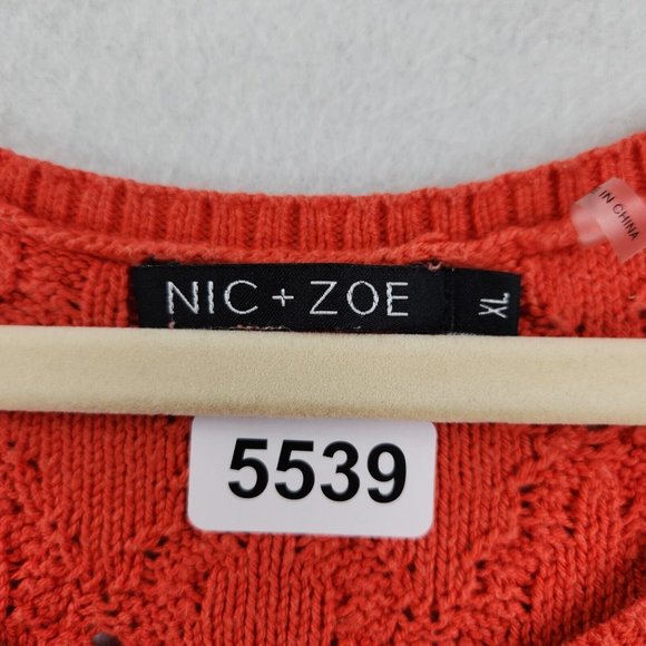 Nic+Zoe Sweater Womens Extra Large Orange Open Knit Pullover Dolman Casual - Picture 11 of 13